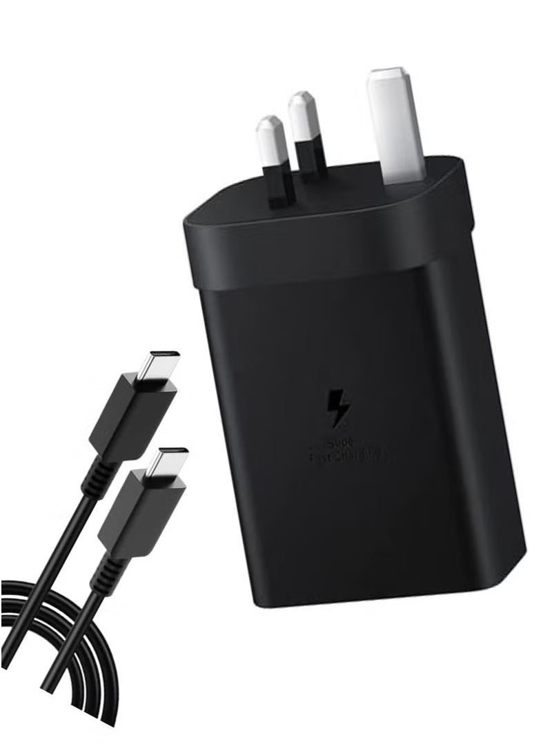 65W GaN PD Fast Charger, 3-Port USB C + USB A Adapter, Dual Laptop Charger for MacBook, iPhone, Samsung Galaxy, Steam Deck, OnePlus, Huawei, Supports PD20W & QC3.0 – Black - Image 1